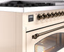 ILVE Nostalgie II 48" Dual Fuel Liquid Propane Range, Antique White, Bronze Trim UP48FNMPAWBLP ILVE