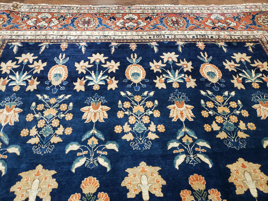 1920s Antique Persian Sarouk Mahajaran Rug, Hand Knotted, Wool, Dark Blue and Red, 8'7" x 11'10' - Farmhouse Kitchen and Bath
