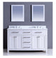 Dawn 60" Milan Vanity Double Sink & White Marble Top & Mirrors AAMS6001