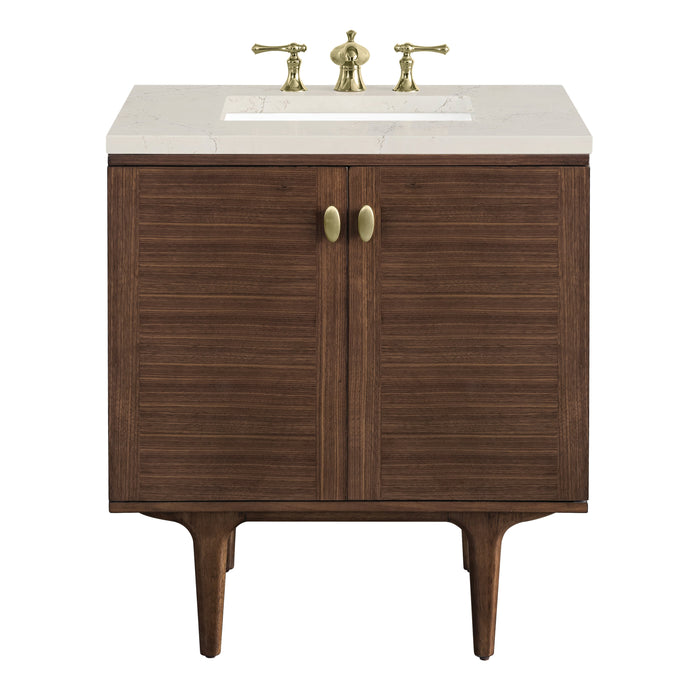 James Martin Amberly 30" Dual Mount Single Bathroom Vanity, Mid-Century Walnut