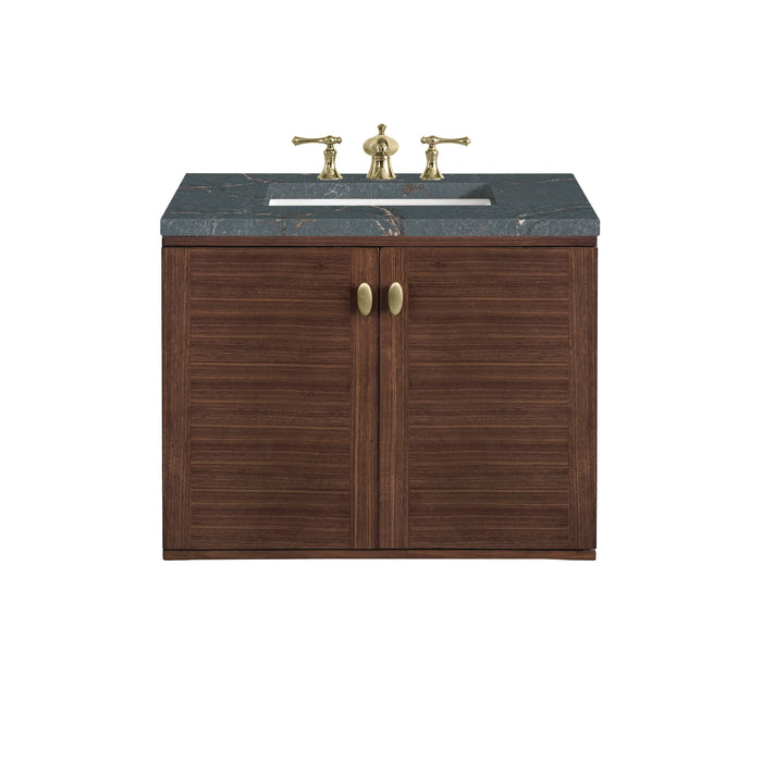 James Martin Amberly 30" Dual Mount Single Bathroom Vanity, Mid-Century Walnut