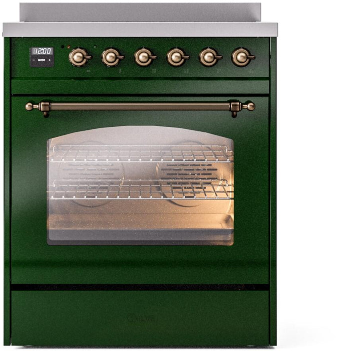 ILVE Nostalgie II 30" Electric Range, Emerald Green, Bronze Trim UPI304NMPEGB ILVE