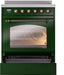 ILVE Nostalgie II 30" Electric Range, Emerald Green, Bronze Trim UPI304NMPEGB ILVE