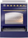 ILVE Nostalgie II 30" Electric Range, Blue, Brass Trim UPI304NMPMBG ILVE