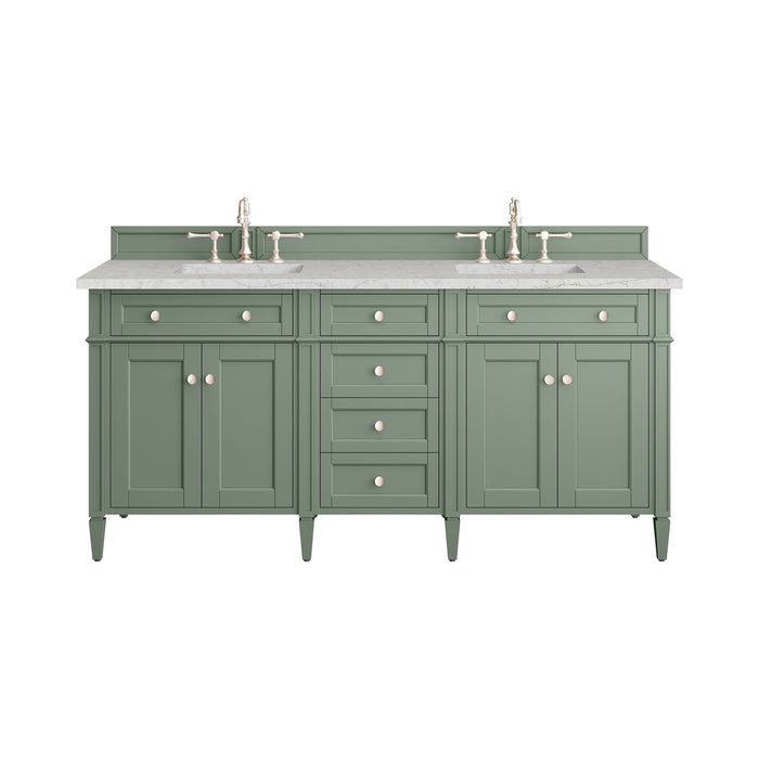 James Martin Brittany 72" Double Bathroom Vanity, Smokey Celadon