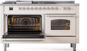 ILVE Nostalgie II 60" Dual Fuel Natural Gas Range, Antique White, Chrome Trim UP60FSNMPAWC ILVE