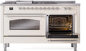 ILVE Nostalgie II 60" Dual Fuel Natural Gas Range, Antique White, Chrome Trim UP60FSNMPAWC ILVE