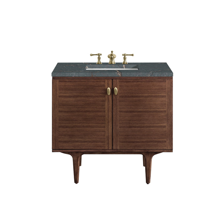 James Martin Amberly 36" Dual Mount Single Bathroom Vanity, Mid-Century Walnut