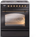 ILVE Nostalgie II 30" Dual Fuel Liquid Propane Range, Glossy Black, Bronze Trim UP30NMPBKBLP ILVE