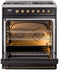 ILVE Nostalgie II 30" Dual Fuel Liquid Propane Range, Glossy Black, Bronze Trim UP30NMPBKBLP ILVE