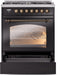 ILVE Nostalgie II 30" Dual Fuel Liquid Propane Range, Glossy Black, Bronze Trim UP30NMPBKBLP ILVE