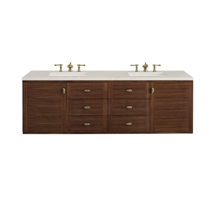 James Martin Amberly 72" Dual Mount Double Bathroom Vanity, Mid-Century Walnut