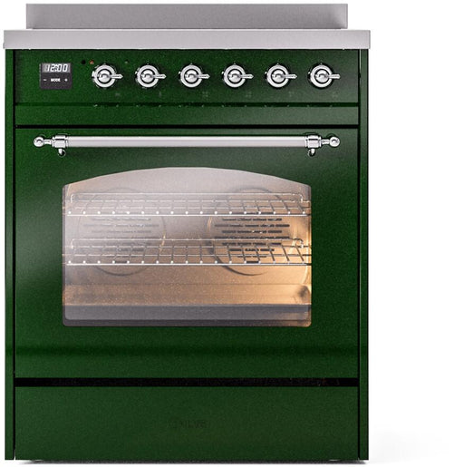 ILVE Nostalgie II 30" Electric Range, Emerald Green, Chrome Trim UPI304NMPEGC ILVE