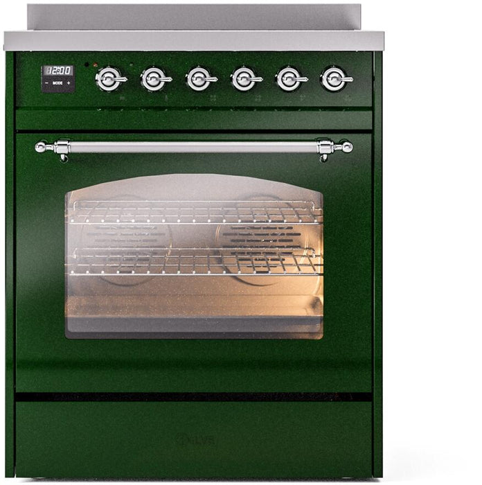 ILVE Nostalgie II 30" Electric Range, Emerald Green, Chrome Trim UPI304NMPEGC ILVE