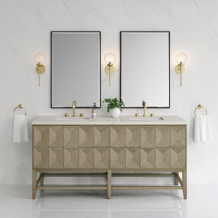 James Martin Emmeline 72" Double Bathroom Vanity, Pebble Oak