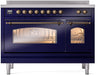 ILVE Nostalgie II 48" Electric Range, Blue, Bronze Trim UPI486NMPMBB ILVE