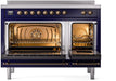 ILVE Nostalgie II 48" Electric Range, Blue, Bronze Trim UPI486NMPMBB ILVE