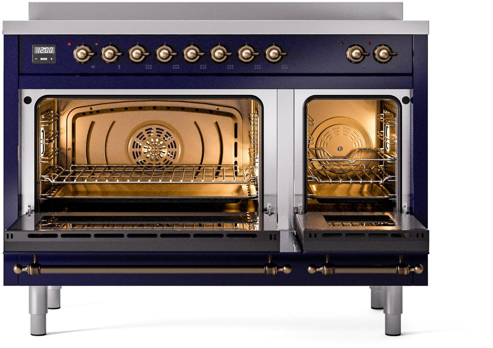 ILVE Nostalgie II 48" Electric Range, Blue, Bronze Trim UPI486NMPMBB ILVE