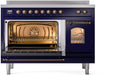 ILVE Nostalgie II 48" Electric Range, Blue, Bronze Trim UPI486NMPMBB ILVE