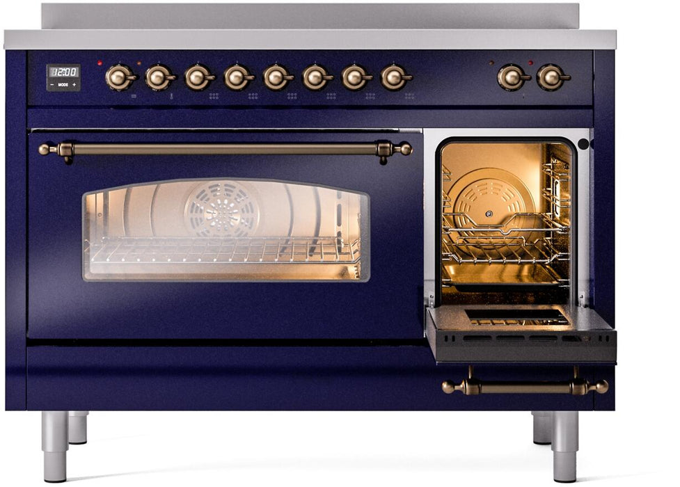 ILVE Nostalgie II 48" Electric Range, Blue, Bronze Trim UPI486NMPMBB ILVE