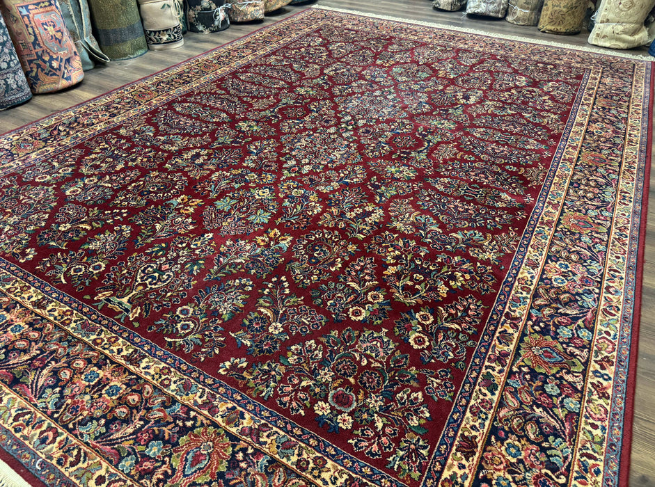 10x14 Karastan Rug Red Sarouk #785, Wool Original 700 Series