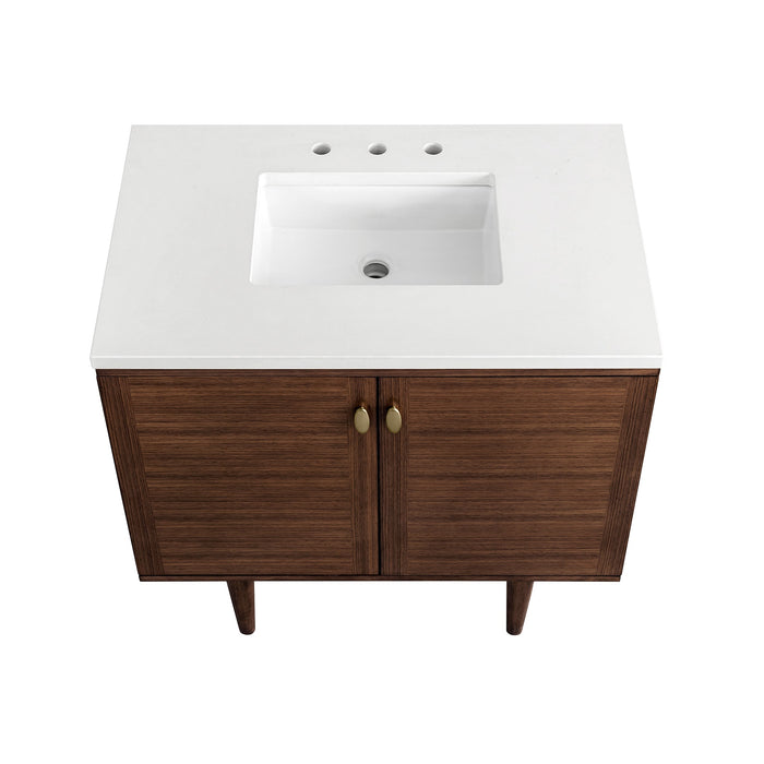 James Martin Amberly 36" Dual Mount Single Bathroom Vanity, Mid-Century Walnut