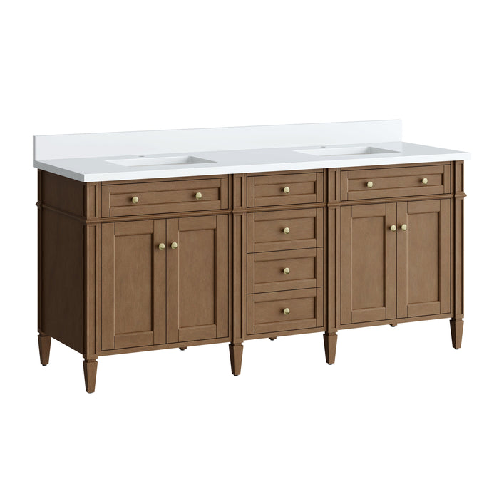 James Martin Brittany 72" Double Bathroom Vanity, Pecan