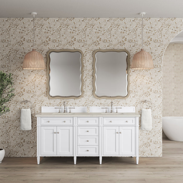 James Martin Brittany 72" Double Bathroom Vanity, Bright White