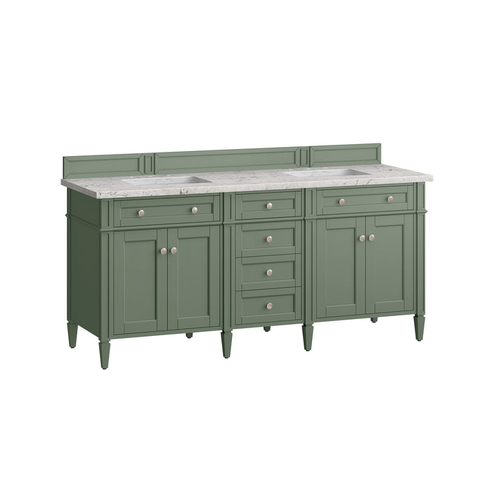 James Martin Brittany 72" Double Bathroom Vanity, Smokey Celadon