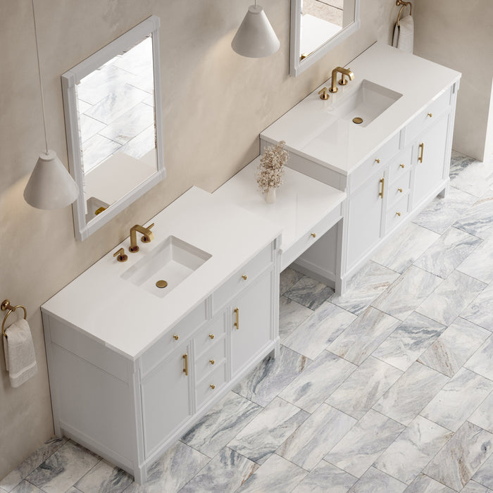 James Martin Bellshire 120" Double Bathroom Vanity, Bright White