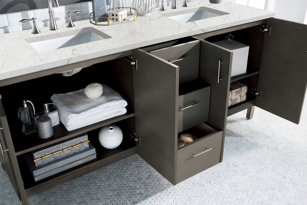 James Martin Metropolitan 72" Dual Mount Double Bathroom Vanity, Silver Oak