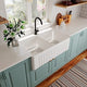 DeerValley DV-1K028 33" L x 18" W White Farmhouse Ceramic Kitchen Sink,Reversible Double Bowl Apron Front
