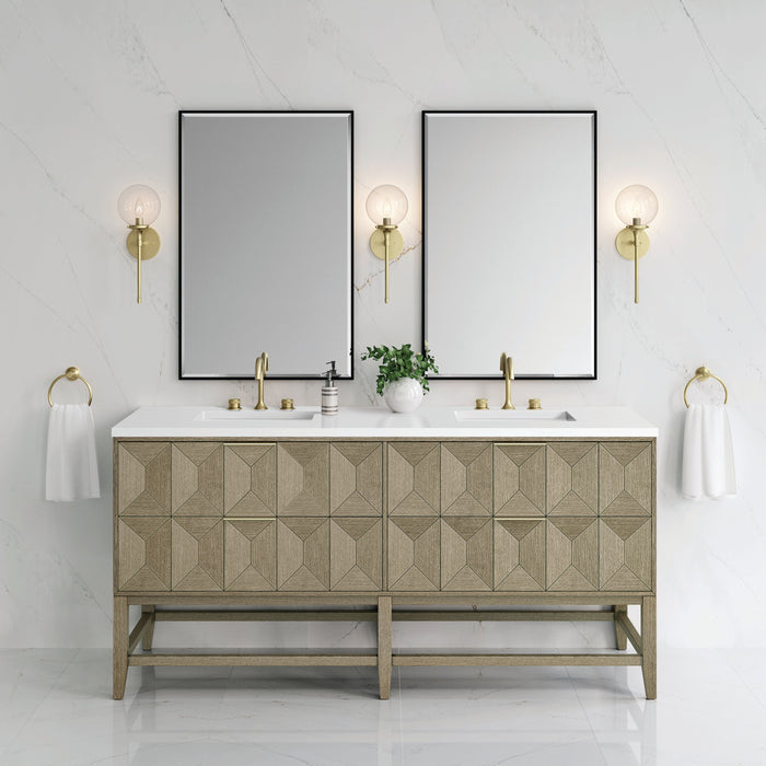 James Martin Emmeline 72" Double Bathroom Vanity, Pebble Oak