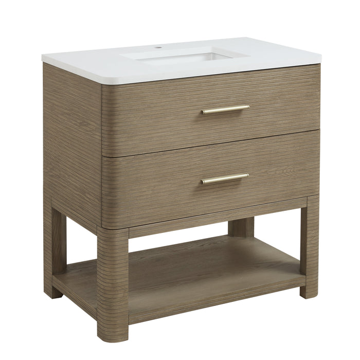James Martin Lucian 36" Single Bathroom Vanity, Pebble Oak