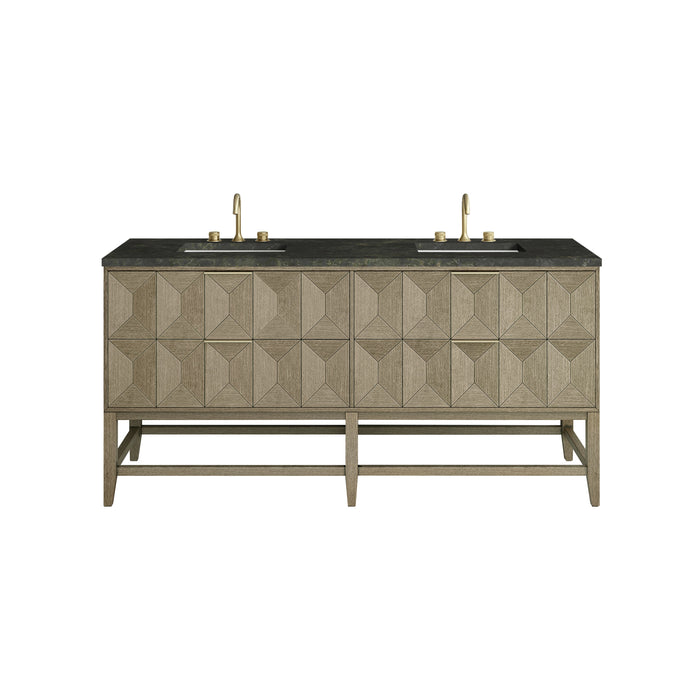 James Martin Emmeline 72" Double Bathroom Vanity, Pebble Oak