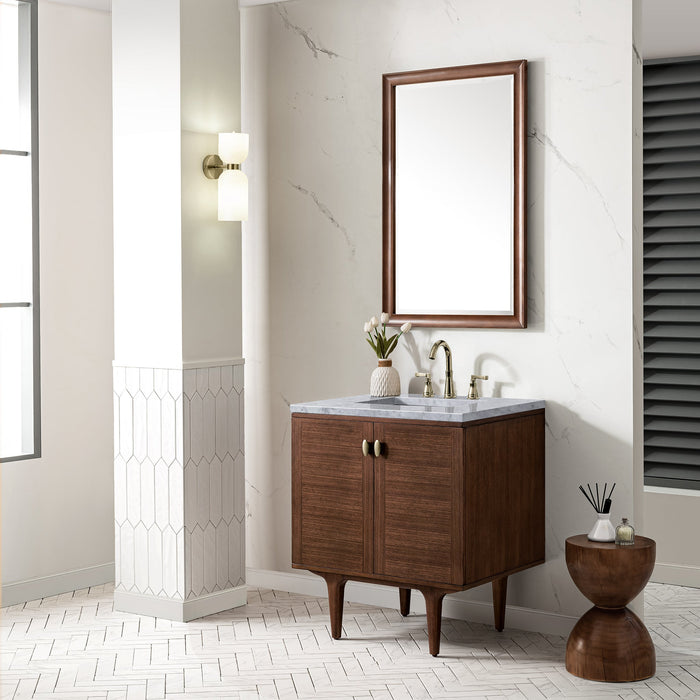 James Martin Amberly 30" Dual Mount Single Bathroom Vanity, Mid-Century Walnut