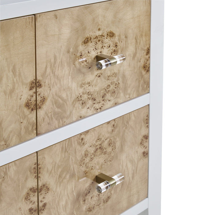 James Martin Olena 48" Single Bathroom Vanity, Polished White and Light Mappa Burl