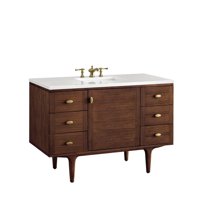 James Martin Amberly 48" Dual Mount Single Bathroom Vanity, Mid-Century Walnut