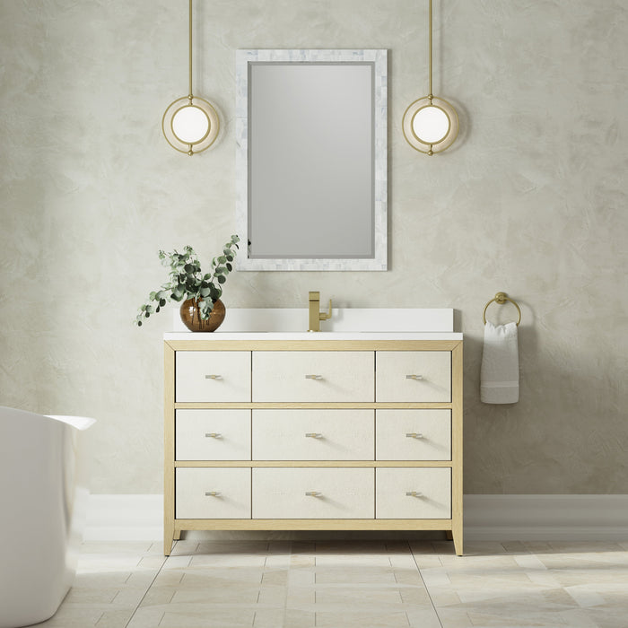James Martin Celeste 48" Single Bathroom Vanity, Sunwashed Oak with Embossed Shagreen Drawer Fronts
