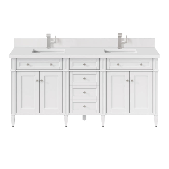 James Martin Brittany 72" Double Bathroom Vanity, Bright White