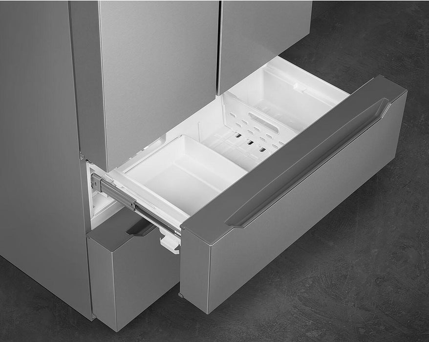 SMEG 36" Freestanding Counter Depth 4 Door French Door Refrigerator , FQ55UFX SMEG