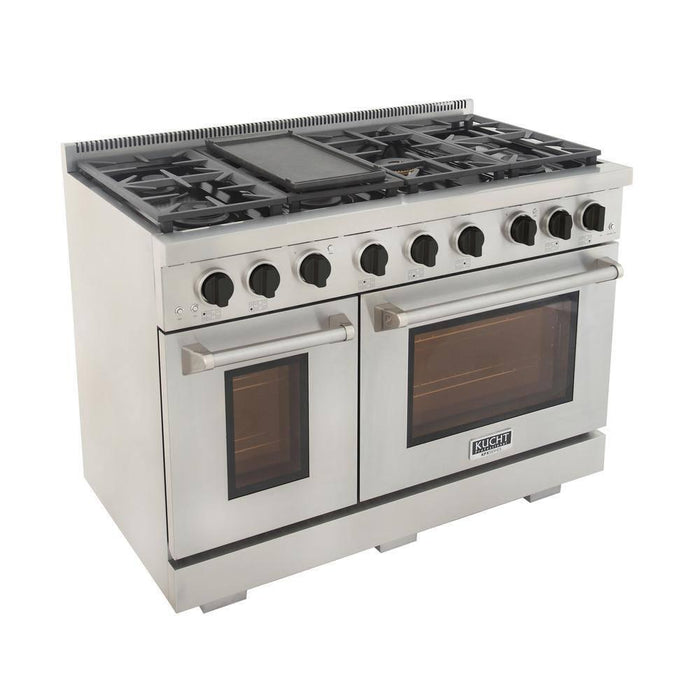 Kucht 48 Inch Liquid Propane, All Gas Double Oven Freestanding Range in Stainless Steel, KFX480/LP-K Kucht