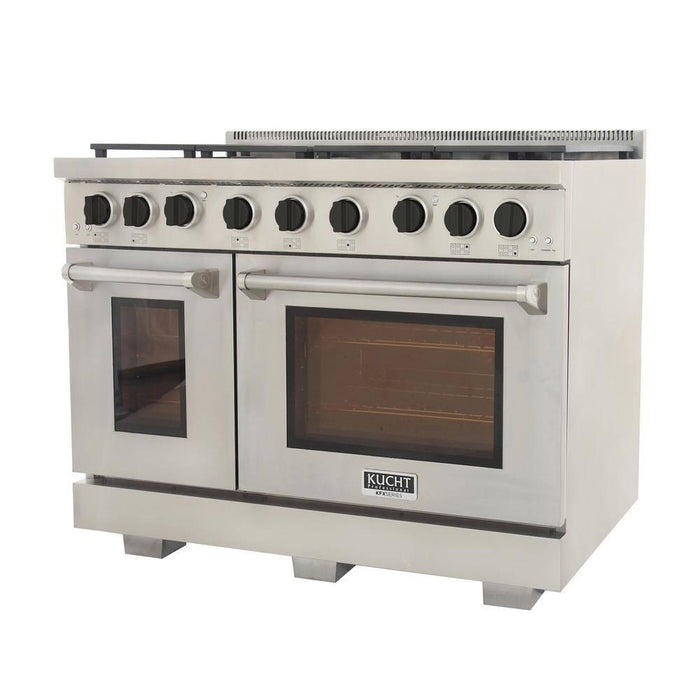 Kucht 48 Inch Natural Gas, All Gas Double Oven Freestanding Range in Stainless Steel, KFX480-K - Farmhouse Kitchen and Bath