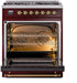 ILVE Nostalgie II 30" Dual Fuel Natural Gas Range, Burgundy, Brass Trim UP30NMPBUG ILVE