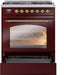 ILVE Nostalgie II 30" Dual Fuel Natural Gas Range, Burgundy, Brass Trim UP30NMPBUG ILVE