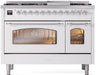 ILVE Nostalgie II 48" Dual Fuel Liquid Propane Range, White, Chrome Trim UP48FNMPWHCLP ILVE