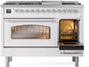 ILVE Nostalgie II 48" Dual Fuel Liquid Propane Range, White, Chrome Trim UP48FNMPWHCLP ILVE