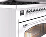 ILVE Nostalgie II 48" Dual Fuel Liquid Propane Range, White, Chrome Trim UP48FNMPWHCLP ILVE