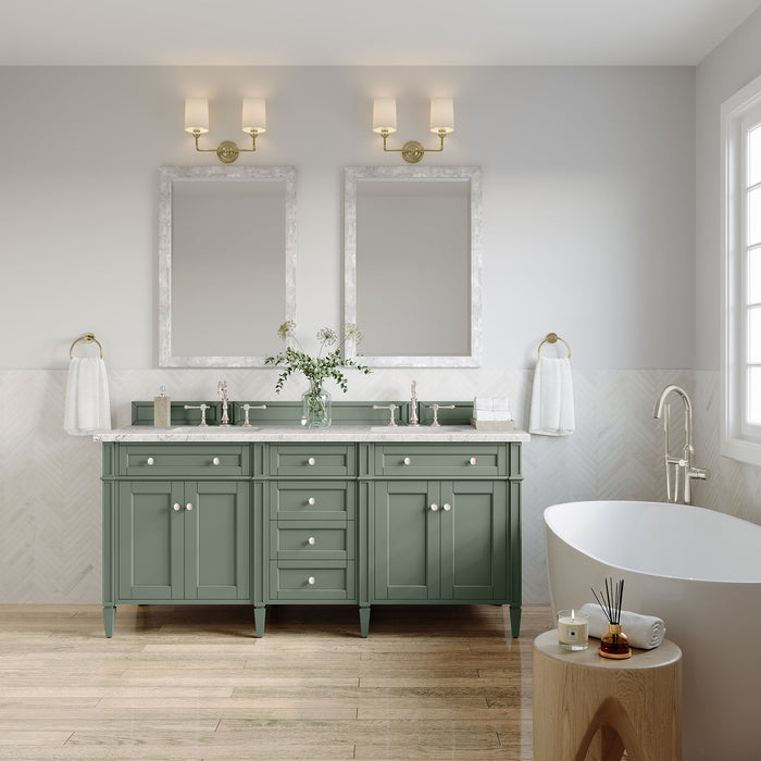 James Martin Brittany 72" Double Bathroom Vanity, Smokey Celadon