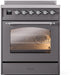 ILVE Nostalgie II 30" Electric Range, Matte Graphite, Chrome Trim UPI304NMPMGC ILVE